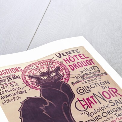 Poster advertising an exhibition of the 'Collection du Chat Noir' cabaret at the Hotel Drouot, Paris, May 1898 by Theophile Alexandre Steinlen
