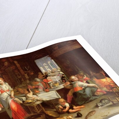 Kitchen Scene with the Parable of the Feast by Joachim Wtewael or Utewael or Wyewael