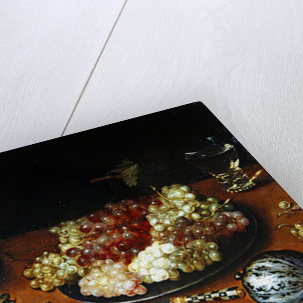 Still life with grapes, pomegranates and apricots by Osias the Elder Beert