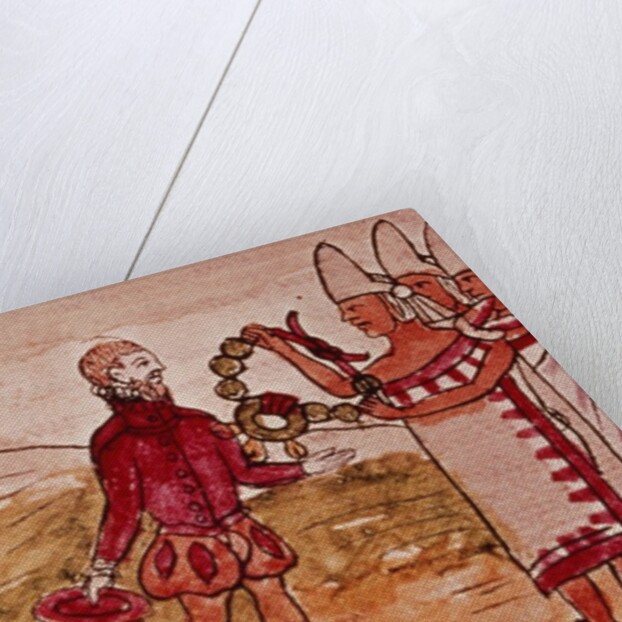 Fol.208v Meeting of Hernando Cortes and Montezuma, miniature from the 'History of the Indians' by Diego Duran, 1579 by Diego Duran