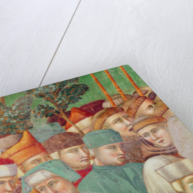 St Clare embraces the corpse of St Francis, detail of crowd on the right hand side, 1297-99 by Giotto (c.1266-1337)