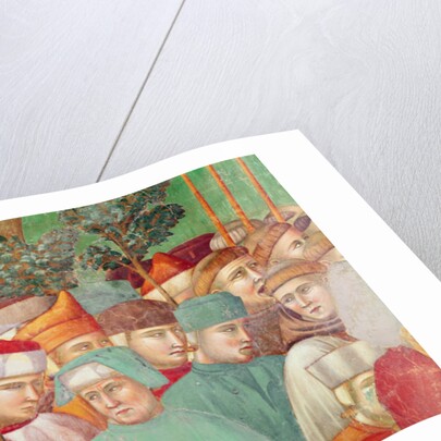 St Clare embraces the corpse of St Francis, detail of crowd on the right hand side, 1297-99 by Giotto (c.1266-1337)