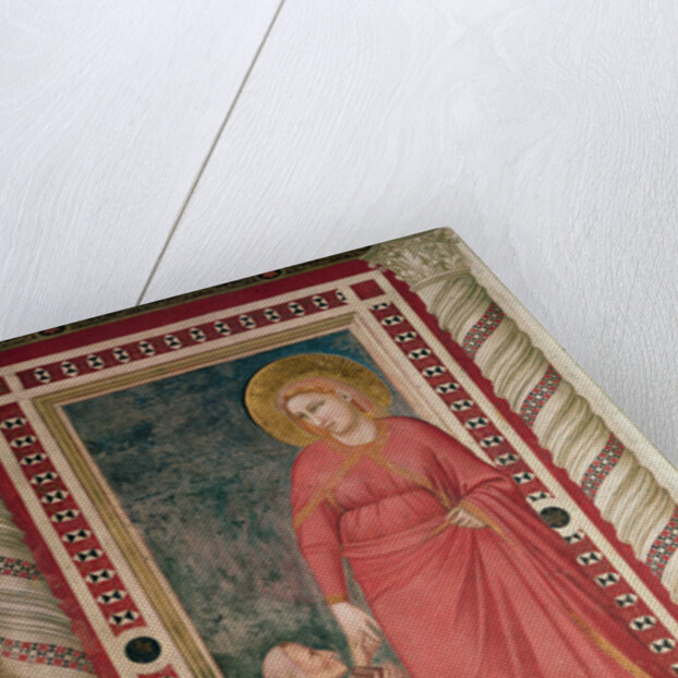 Bishop Pontano kneeling before St. Mary Magdalene, Magdalene Chapel, c.1320 by Giotto