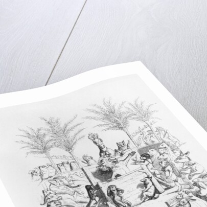 After having a glass of sugar water, the famous orator comes down the platform by Grandville