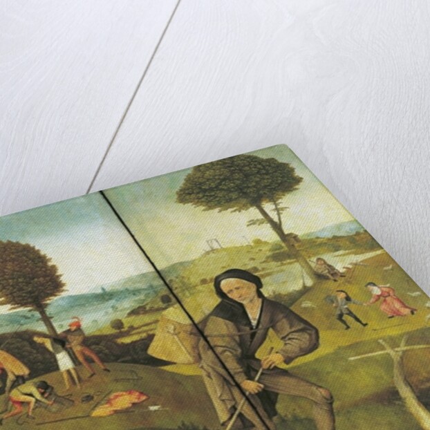 The Haywain, with panels closed showing Everyman walking the Path of Life by Hieronymus Bosch
