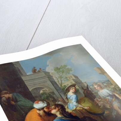 Tobias bidding farewell to his father-in-law, Raguel by Pierre Parrocel