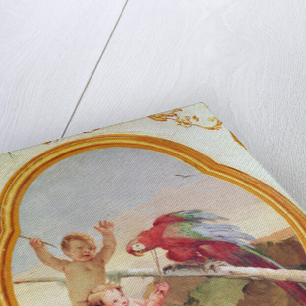 Two putti playing with a parrot by Giovanni Battista Tiepolo