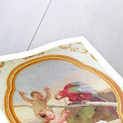 Two putti playing with a parrot by Giovanni Battista Tiepolo
