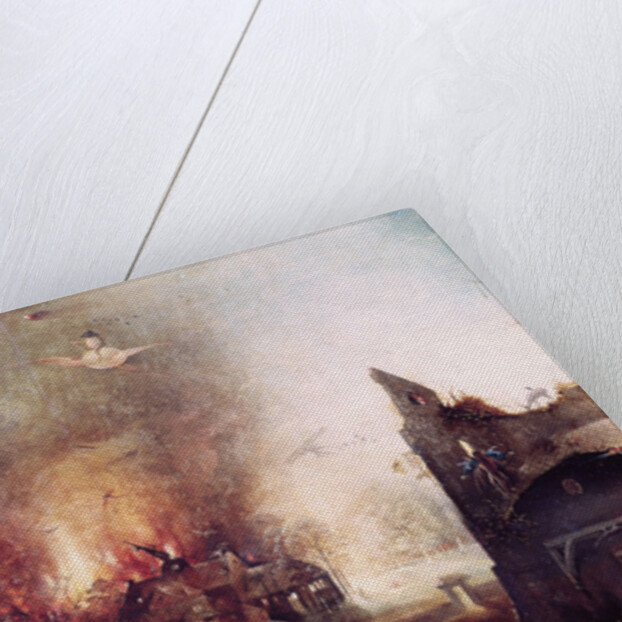 Detail of the village on fire by Hieronymus Bosch