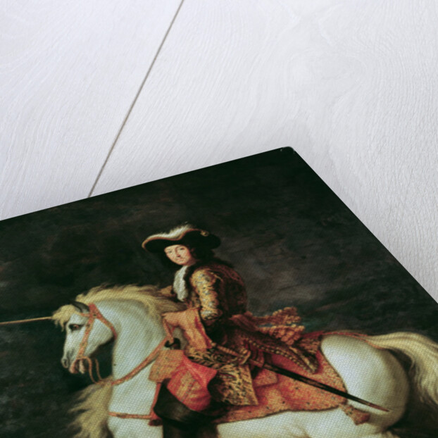 Portrait of Louis XIV on a horse by Adam Frans van der (attr. to) Meulen