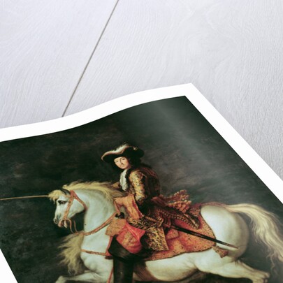 Portrait of Louis XIV on a horse by Adam Frans van der (attr. to) Meulen