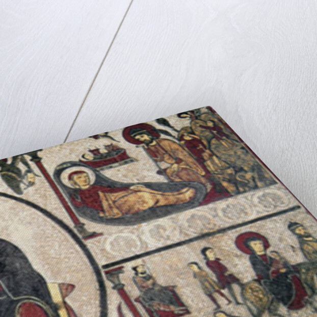 Altar Frontal from the Church of Santa Maria de Cardet, Vall de Boi, Spain, depicting the Madonna and four scenes from her life, 1150-1200 by Ribagorça Workshop Johannes Pintor