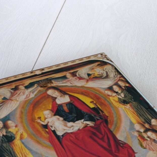 Coronation of the Virgin, centre panel from the Bourbon Altarpiece, c.1498 by (fl.c.1483-c.1529) Master of Moulins