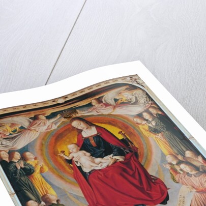 Coronation of the Virgin, centre panel from the Bourbon Altarpiece, c.1498 by (fl.c.1483-c.1529) Master of Moulins