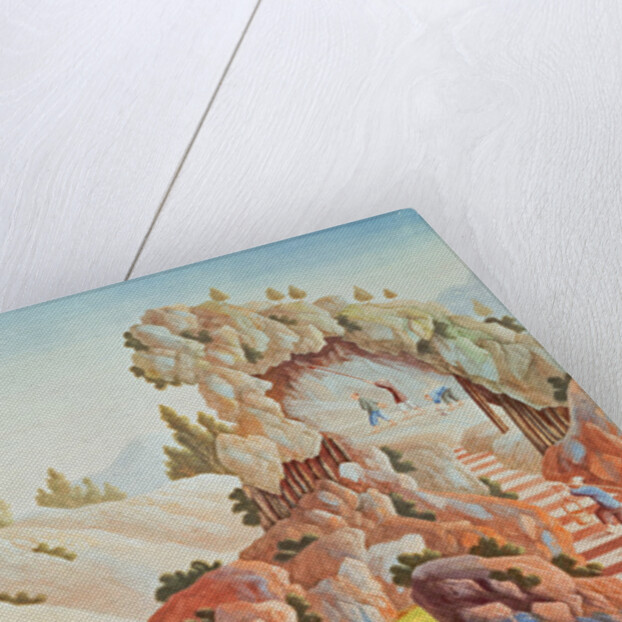 Peasants quarrying and collecting kaolin for a porcelain factory by School Chinese