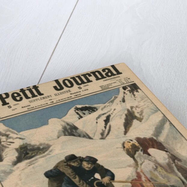 An heroic round, an Alpine postman rescuing a traveller stuck in the snow by French School