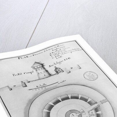 Belle Isle en Mer, plan and elevation of the tower of Houat, 1745 by French School