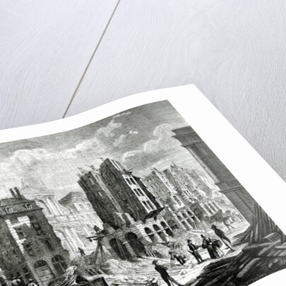 Construction of the Boulevard de Sebastopol, in the Second Empire. View of the demolition of the Rue de la Barillerie in 1859, pub. by Henry Duff Linton by Felix Thorigny