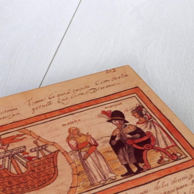 The Indian Princess Malinche or Dona Marina, Mistress of Hernando Cortes interpreting for him by Diego Duran