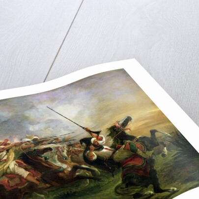 Moroccan horsemen in military action, 1832 by Ferdinand Victor Eugene Delacroix