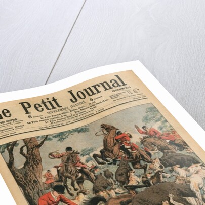 Tragic boar hunt, the horse of Carlos I, King of Portugal, is killed under him by French School