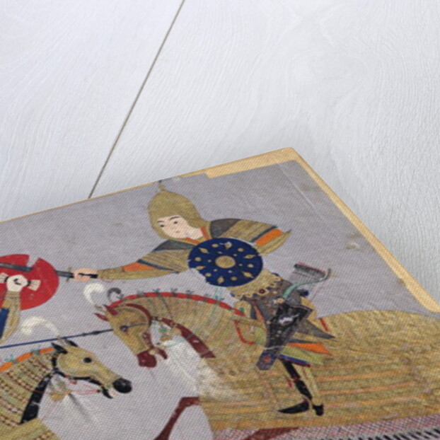Two warriors on horseback in combat, School of Tabriz, c.1480 by Islamic School