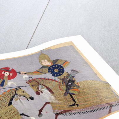 Two warriors on horseback in combat, School of Tabriz, c.1480 by Islamic School