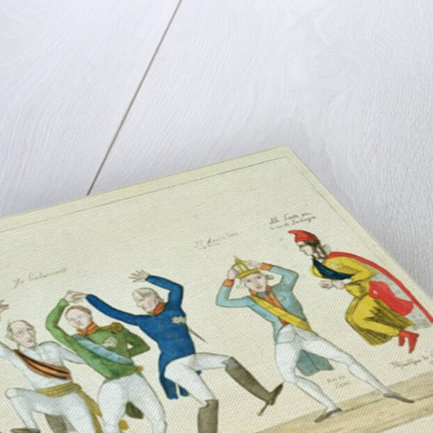 Satirical cartoon depicting the key protagonists in a dance at the Congress of Vienna in 1815 by French School