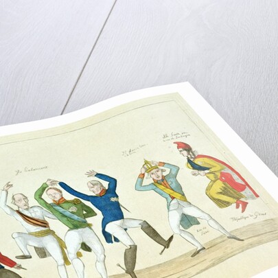 Satirical cartoon depicting the key protagonists in a dance at the Congress of Vienna in 1815 by French School