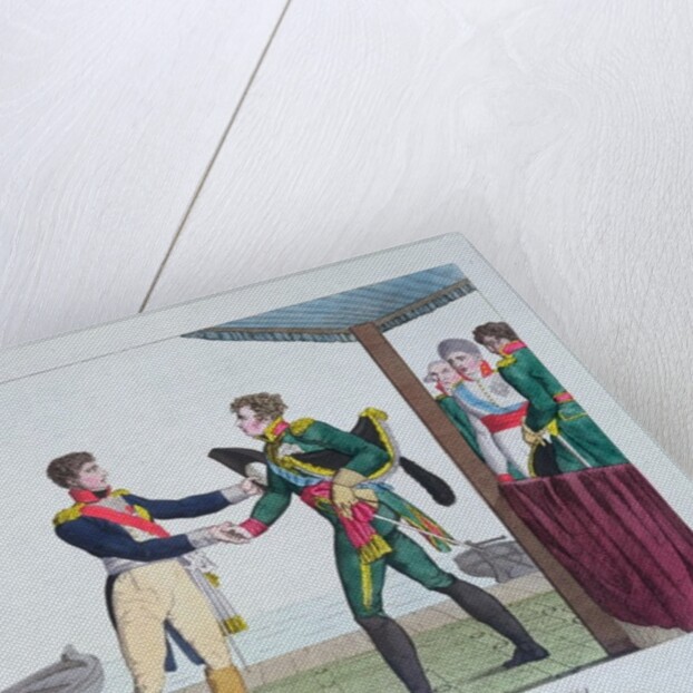 Meeting between Napoleon I and Alexander I, at Tilsit, 25 June, 1807 by French School
