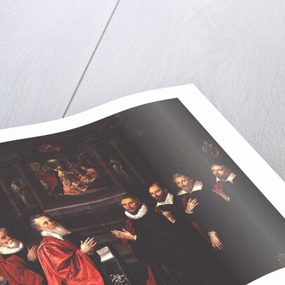 The Corps de Ville praying before an altarpiece of the Nativity, 1614 by French School
