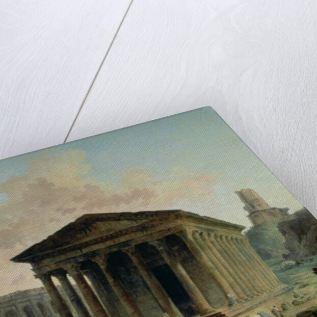 The Maison Carree with the Amphitheatre and the Tour Magne at Nimes, 1786-87 by Hubert Robert