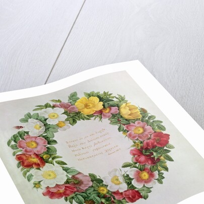 Claude-Antoine Thory 'Les roses', Frontispiece: Garland with an Epigraph of Ode V by the Greek Poet Anacreon, 1817 by Eustache Hyacinthe Langlois