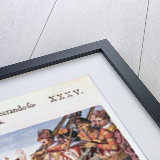 Sun worshipping ritual with an offering of a deer by Jacques Le Moyne