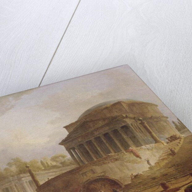Porto di Ripetta in Rome, with the Pantheon, architectural tableau, 1766 by Hubert Robert