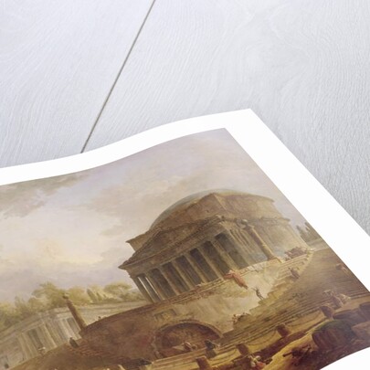 Porto di Ripetta in Rome, with the Pantheon, architectural tableau, 1766 by Hubert Robert