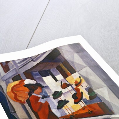 Woman with Umbrella in Front of a Hat Shop, 1914 by August Macke