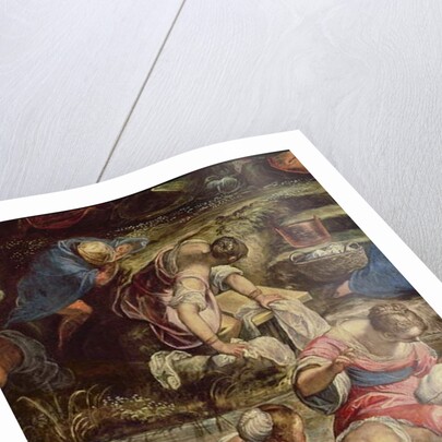 The Gathering of Manna, central detail: sewing woman by Jacopo Robusti Tintoretto