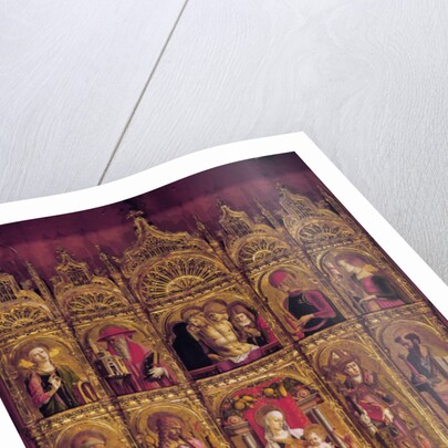 Altarpiece of St Emidio, polyptych: The Pieta and the Virgin with Child between the Saints, c. 1430-95 by Carlo Crivelli