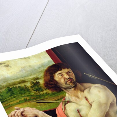 Detail of Saint Sebastien and landscape from the Isenheim altarpiece, inner wing, c.1512-16, by Matthias Grunewald