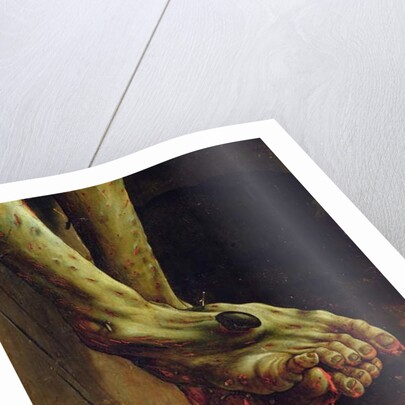 Detail of Christ's foot by Matthias Grunewald