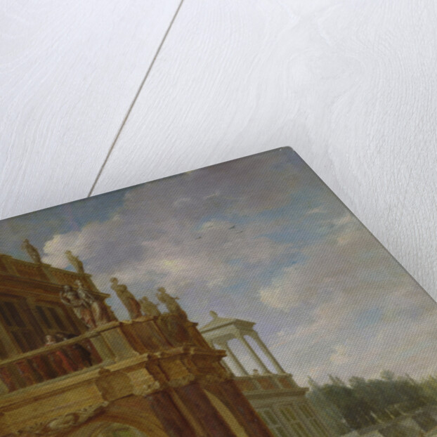 People on the terrace of a palace by Isaac van Nickele