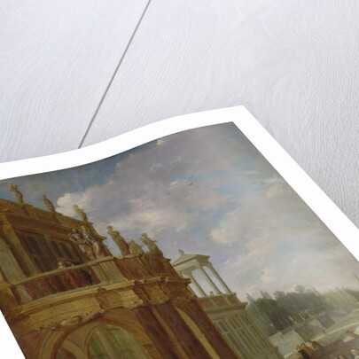 People on the terrace of a palace by Isaac van Nickele