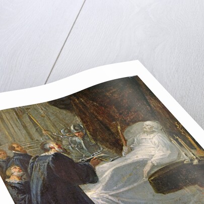 The Governor of Chateauneuf-de-Randon in Gevaudan giving the keys to the town to Bertrand du Guesclin upon his death in 1380 by French School