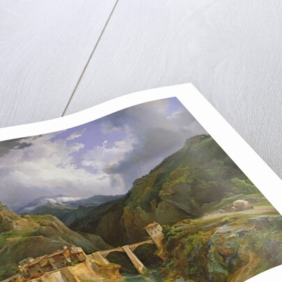 Village and Bridge of Crevola on the road from Simplon to Domodossola, 1832 by Jean Charles Joseph Remond