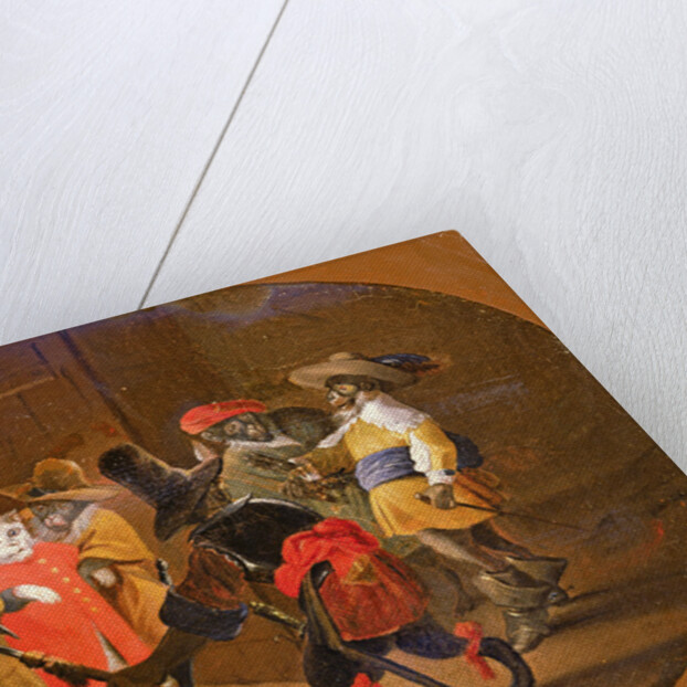 Monkeys disguised as soldiers, bringing them to a cat officer by David the Younger Teniers