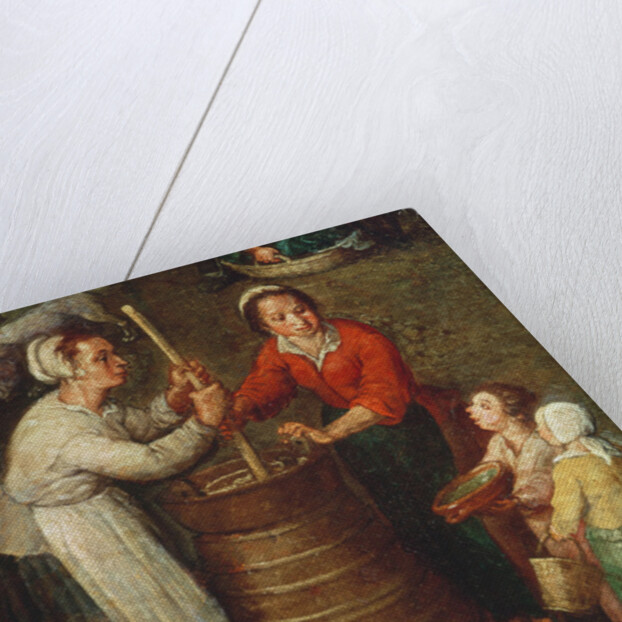 Country Life, detail of peasants churning milk by Jan the Elder Brueghel