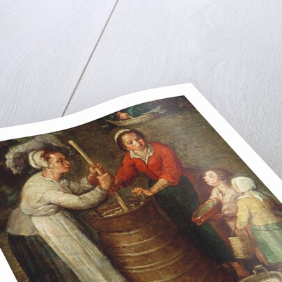 Country Life, detail of peasants churning milk by Jan the Elder Brueghel