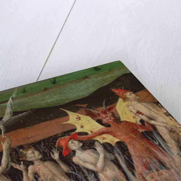 Resurrection of the dead, demon, detail from the Coronation of the Virgin, 1453-54 by Enguerrand Quarton