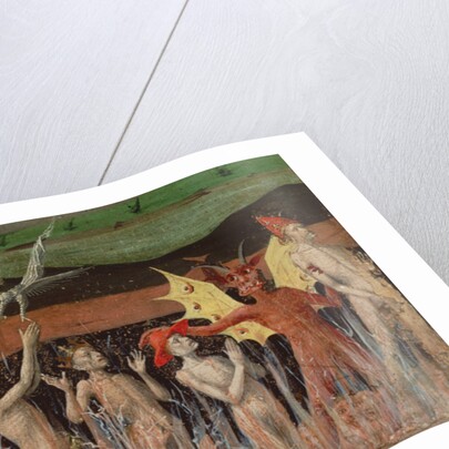 Resurrection of the dead, demon, detail from the Coronation of the Virgin, 1453-54 by Enguerrand Quarton